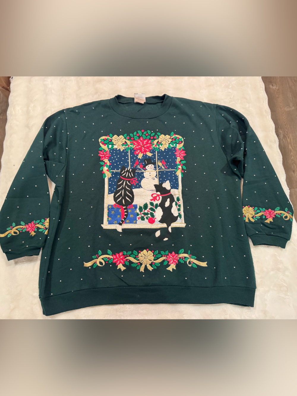Vintage Size 12 Spumoni by Franko Kitties Christmas sweatshirt
